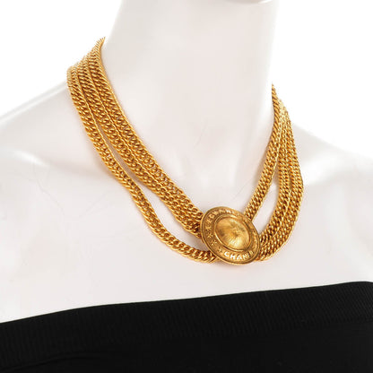 Chanel Multi Strand Chain Short Necklace Gold 2 of 5