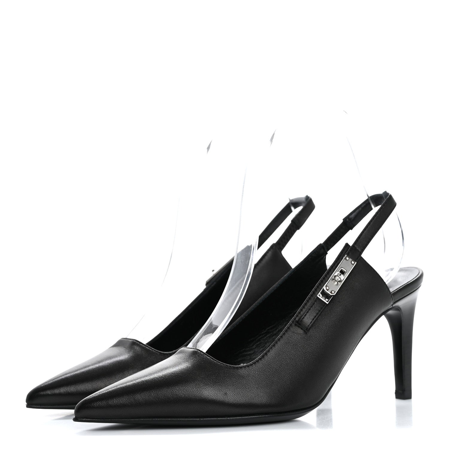 Hermes Nappa Lover 80 Slingback Pumps 36 Black 4 of 9