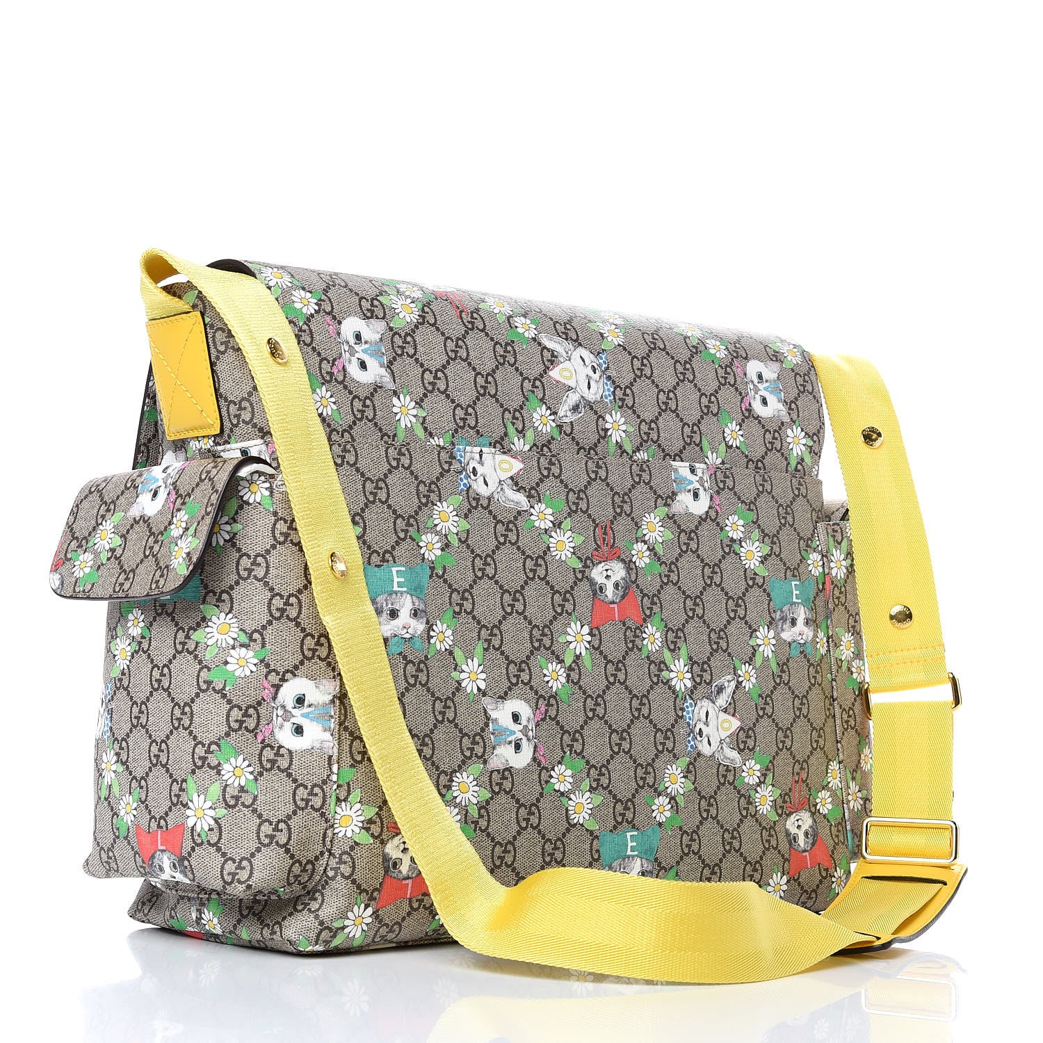 Gucci GG Supreme Monogram Love Pets Diaper Bag Yellow 4 of 11