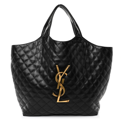 Saint Laurent Lambskin Quilted Maxi Icare Shopping Tote Black 1 of 10