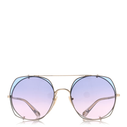 Chloe Metal Clip On Round CH4002S Sunglasses Gold 2 of 11