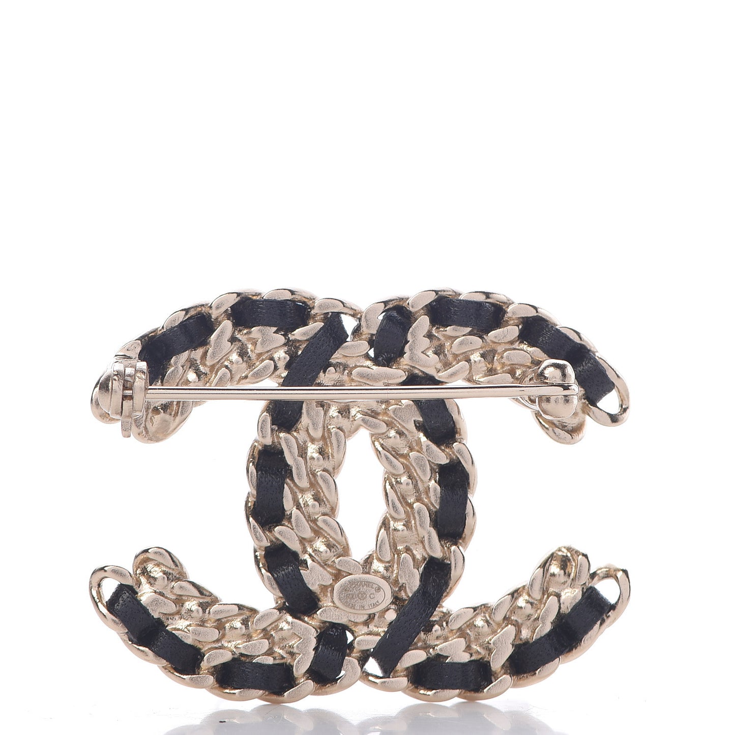 Lambskin Crystal Vintage Allure CC Chain Brooch Black Gold