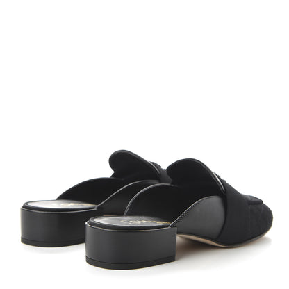 Chanel Lambskin Grosgrain Cap Toe CC Mules 36.5 Black 4 of 9