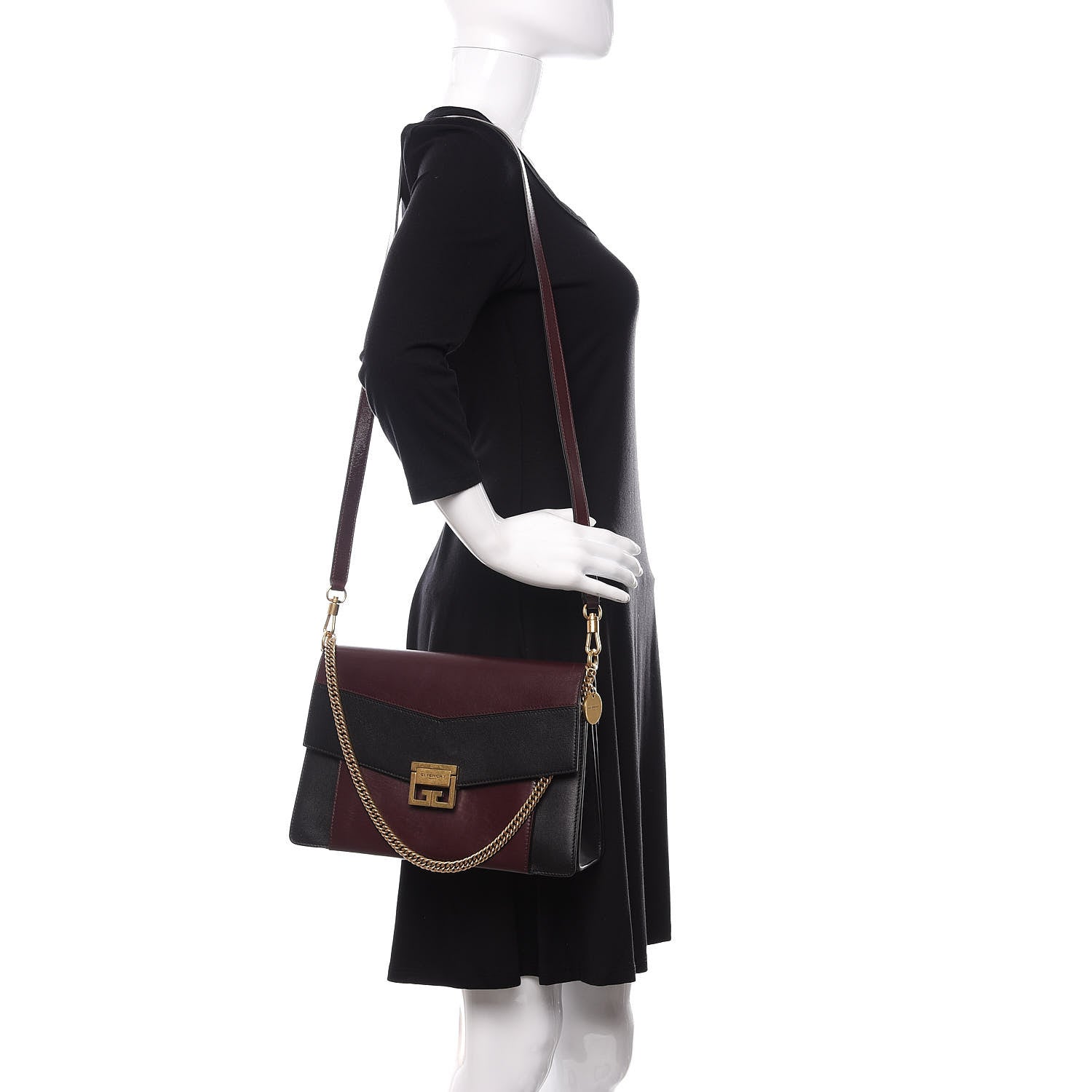 Givenchy Crinkled Patent Calfskin Medium GV3 Flap Black Burgundy 2 of 10