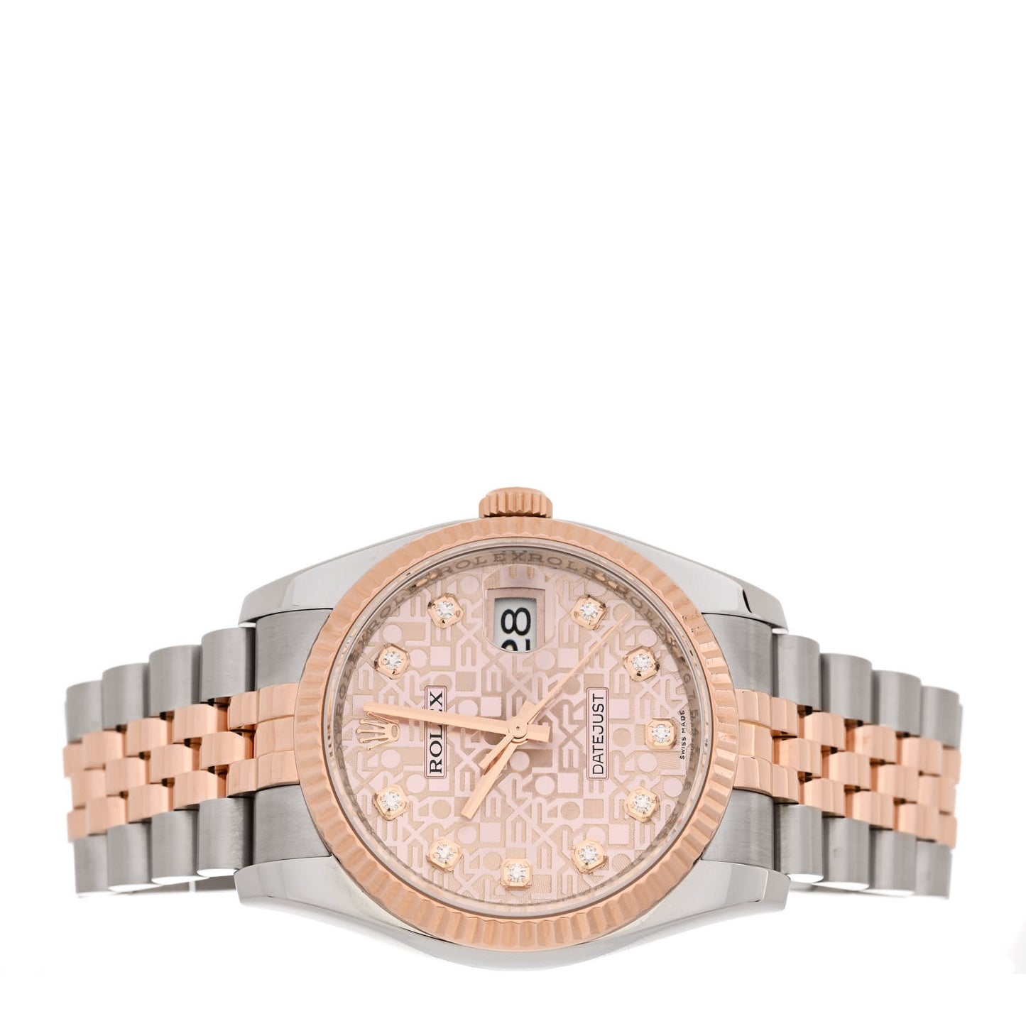 Stainless Steel 18K Everose Gold Diamond 36mm Oyster Perpetual Datejust Watch Pink Jubilee 116231