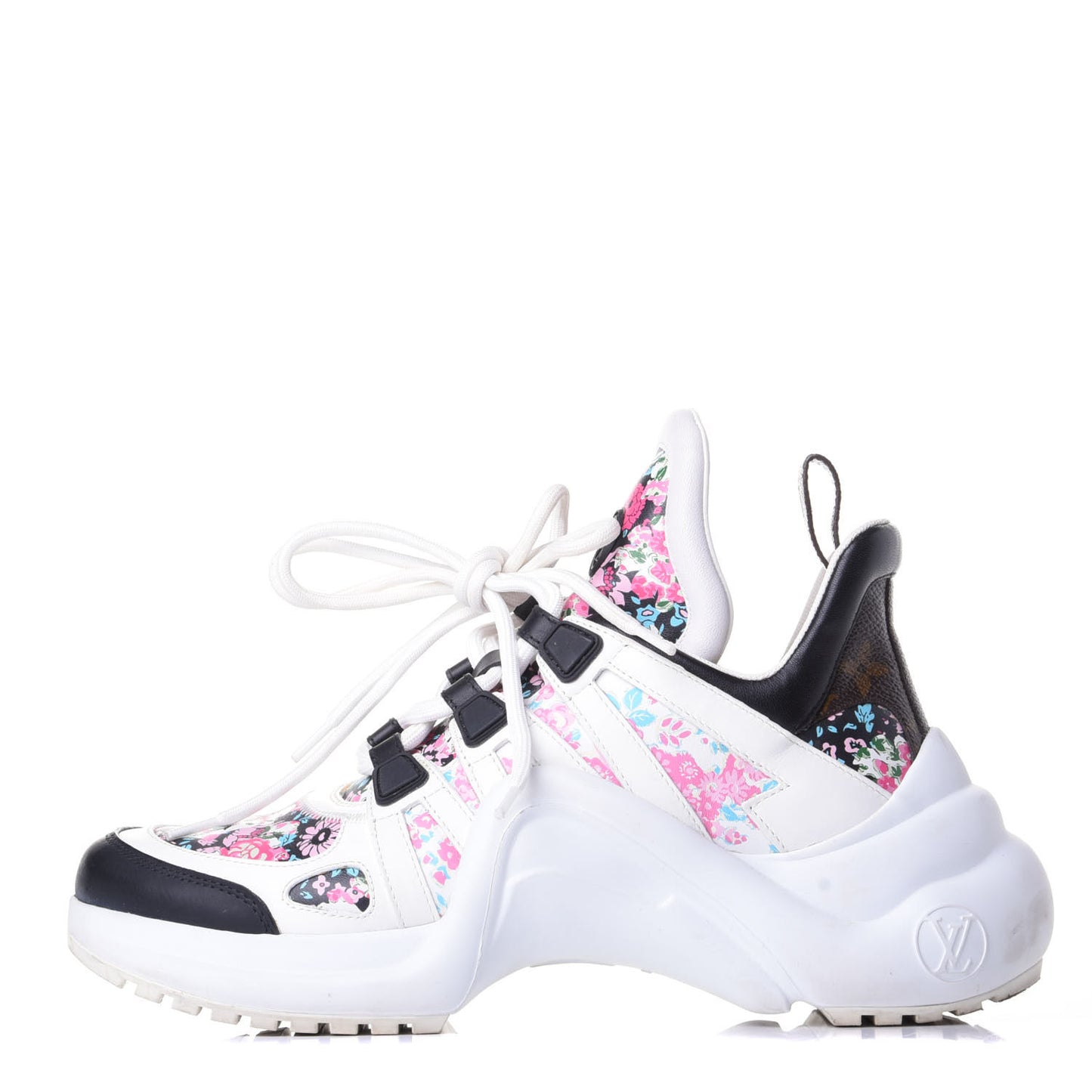 Flower Printed Calfskin Monogram LV Archlight Sneakers 37 Black Rose