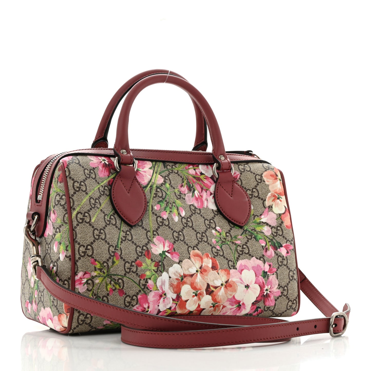 GG Supreme Monogram Blooms Small Boston Beige Multicolor Dry Rose