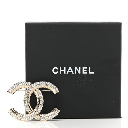 Chanel Metal Crystal Baguette CC Brooch Gold 5 of 5