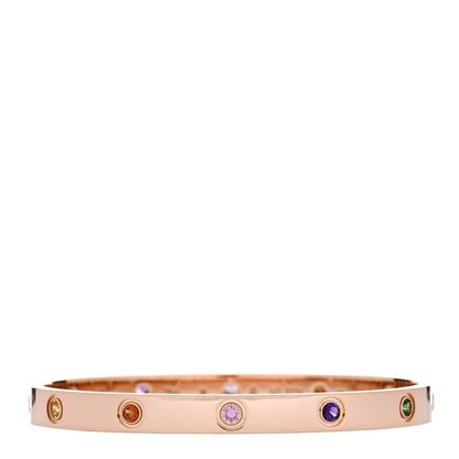 Cartier 18K Pink Gold Sapphire Garnet Amethyst LOVE Bracelet 18 1 of 9