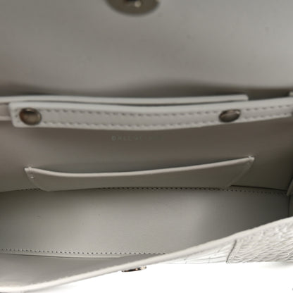 Balenciaga Shiny Calfskin Crocodile Embossed Small Hourglass Evening Chain Bag White 5 of 13