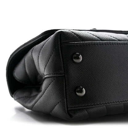 Chanel Caviar Chevron Quilted Extra Mini Coco Handle Flap So Black 9 of 11