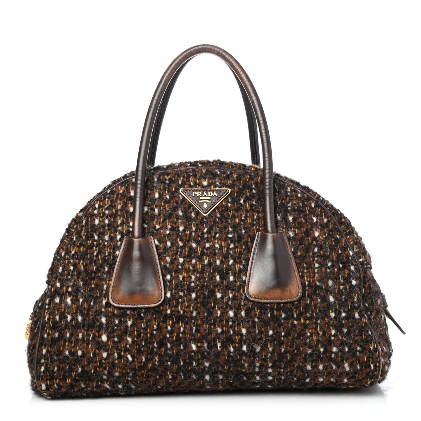 Tessuto Tweed Vitello Bowling Bag Cacao Knicker