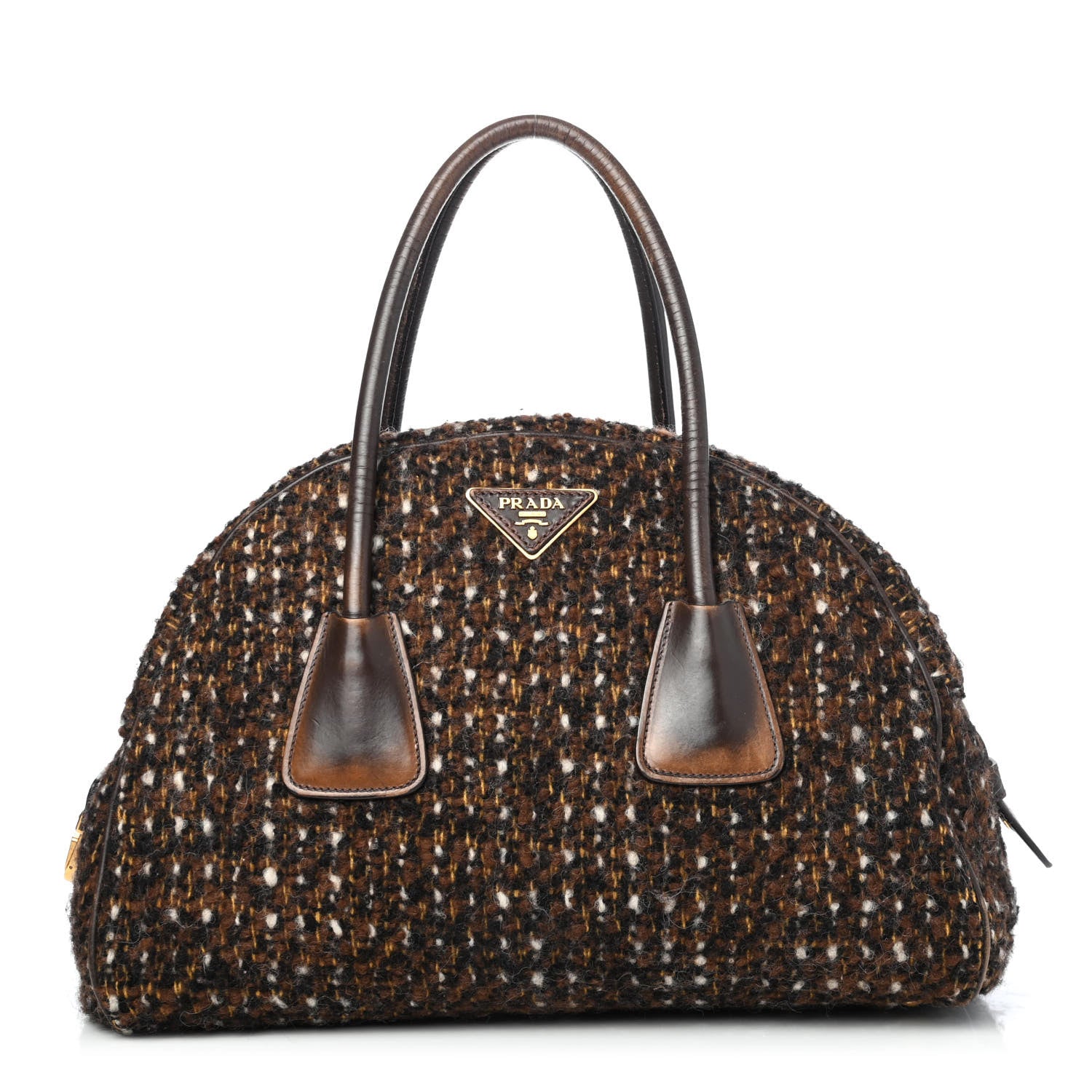 Prada Tessuto Tweed Vitello Bowling Bag Cacao Knicker 1 of 4
