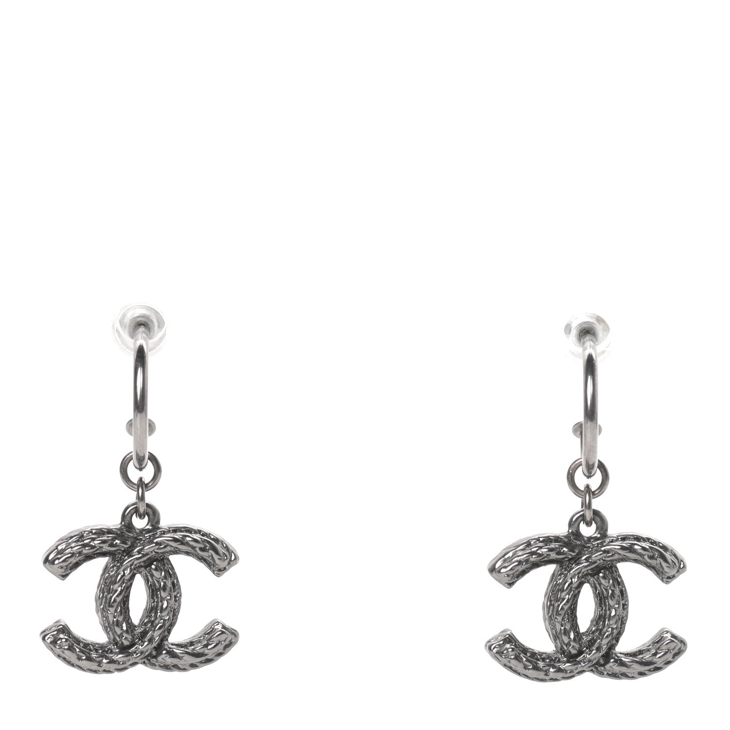 Chanel Ruthenium Twisted CC Drop Earrings 1 of 3