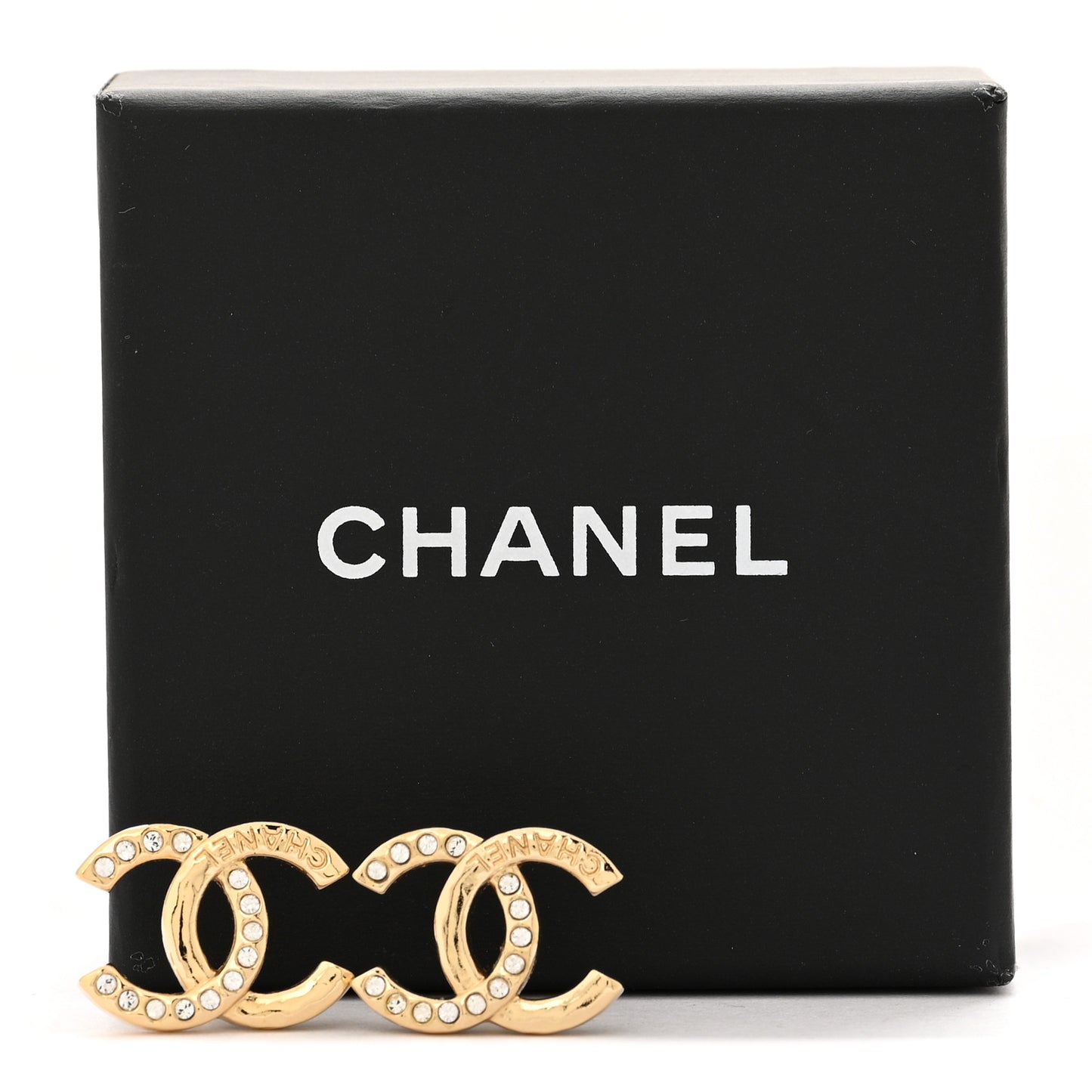 Crystal CC Logo Earrings Gold