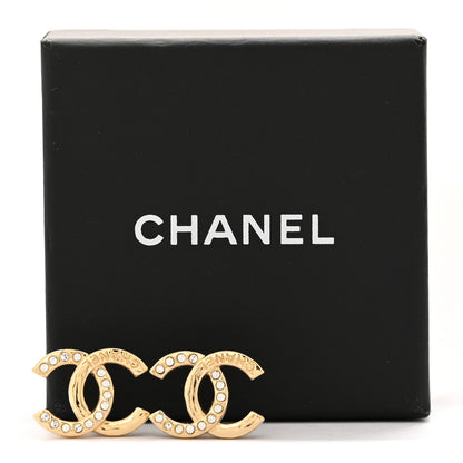 Chanel Crystal CC Logo Earrings Gold 5 of 5