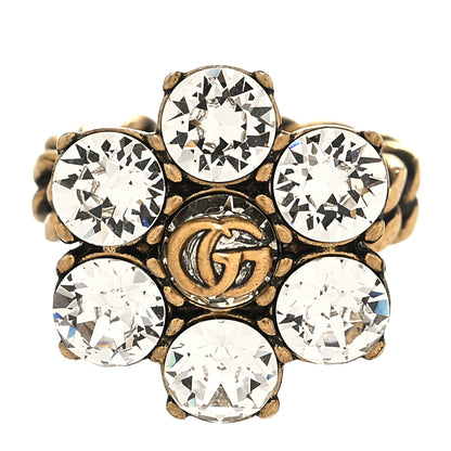 Gucci Metal Crystal Marmont Ring S Aged Gold 1 of 5