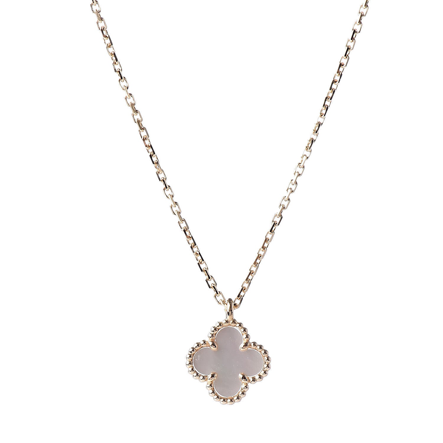 Van Cleef & Arpels 18K Yellow Gold Mother of Pearl Sweet Alhambra Pendant Necklace 5 of 8
