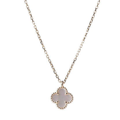 Van Cleef & Arpels 18K Yellow Gold Mother of Pearl Sweet Alhambra Pendant Necklace 5 of 8