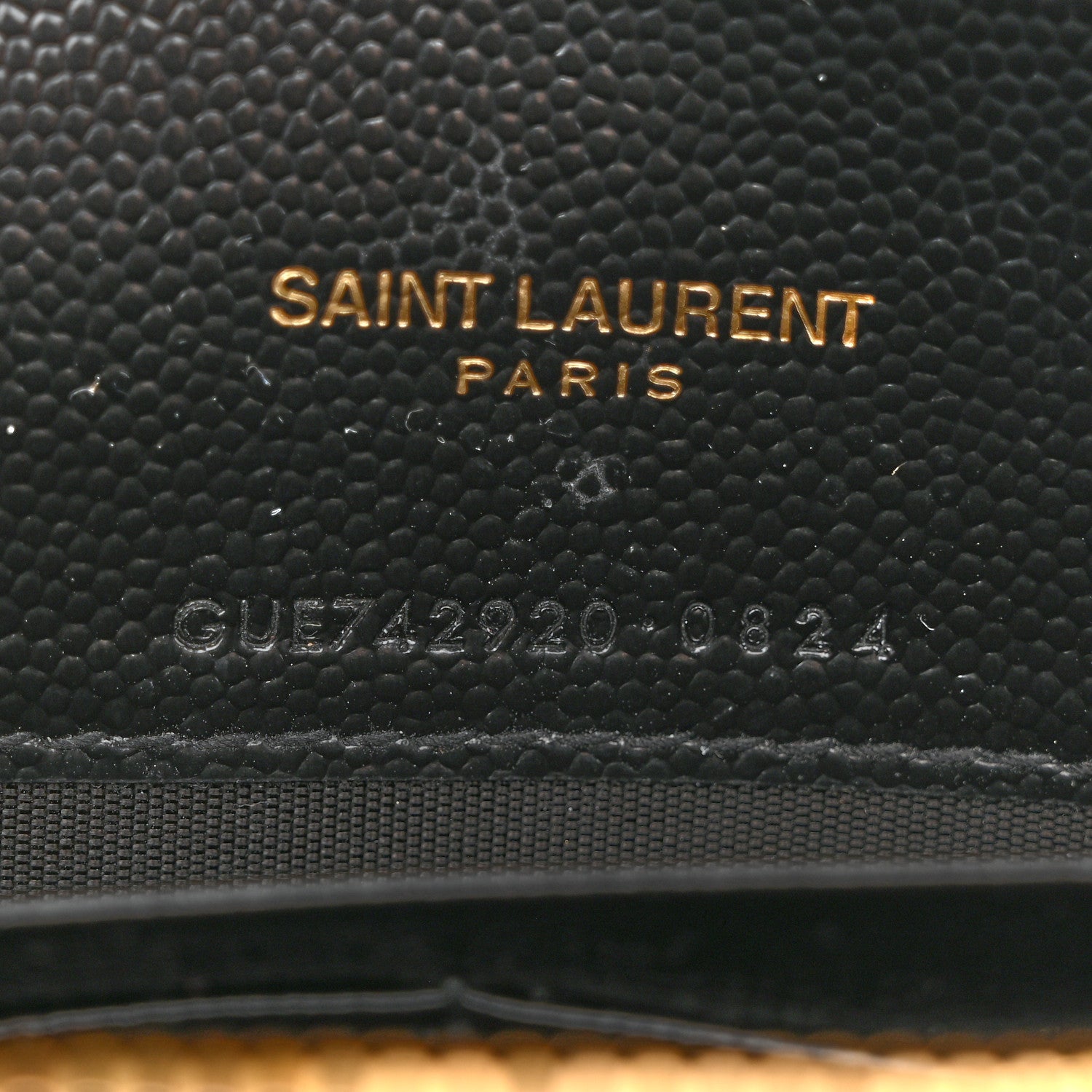 Saint Laurent Grain De Poudre Matelasse Chevron Monogram Envelope Chain Wallet Black 7 of 14