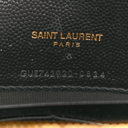Saint Laurent Grain De Poudre Matelasse Chevron Monogram Envelope Chain Wallet Black 7 of 14
