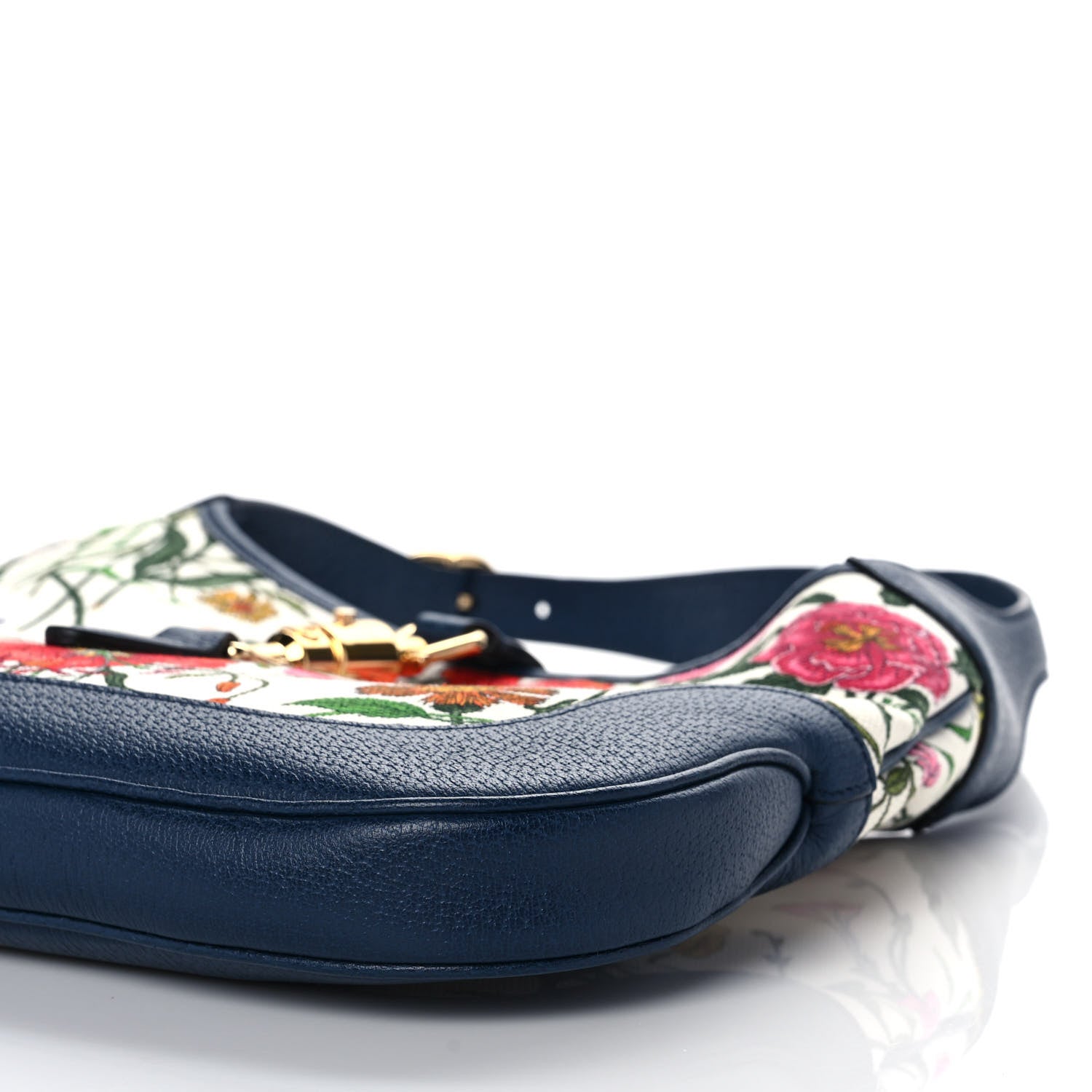 Gucci Canvas Flora Medium Jackie Hobo Blue Agata 11 of 13