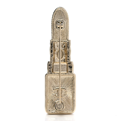 Chanel Metal Strass Pearl Lipstick Brooch Pink Gold 3 of 5