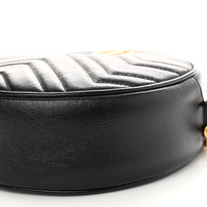 Gucci Azalea Calfskin Matelasse Heart Mini GG Marmont Round Shoulder Bag Black 10 of 10