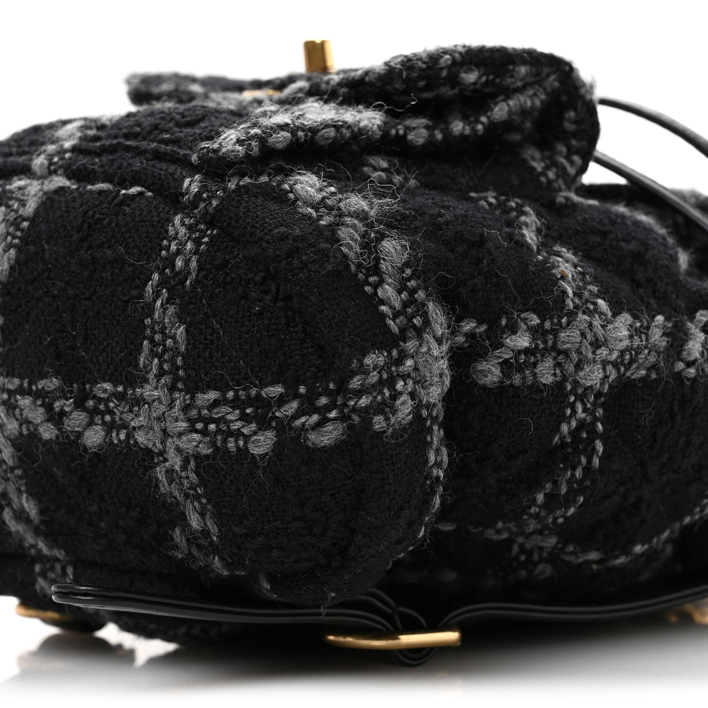 Wool Tweed Elegant Backpack Black Grey