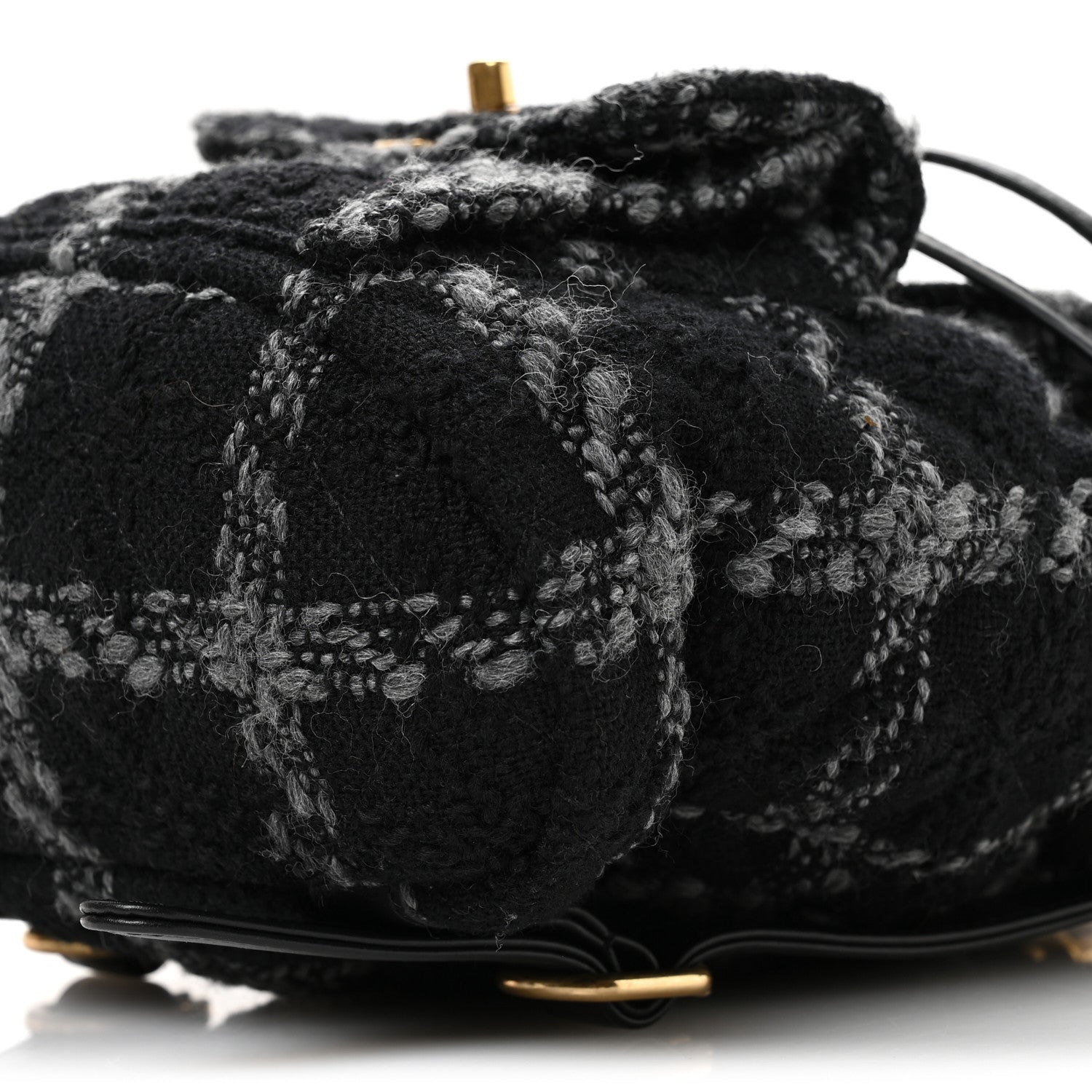 Chanel Wool Tweed Elegant Backpack Black Grey 10 of 11