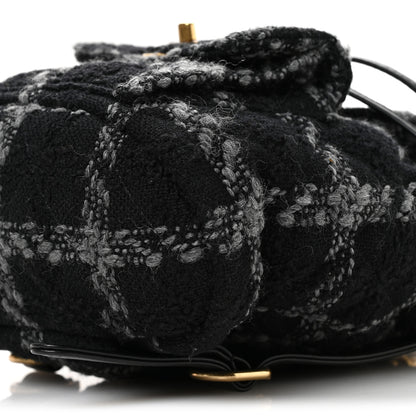 Chanel Wool Tweed Elegant Backpack Black Grey 10 of 11