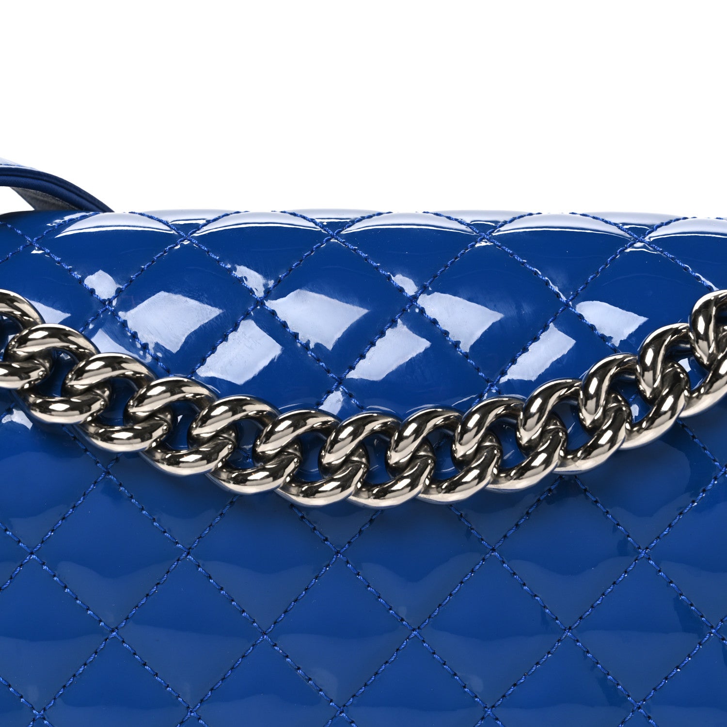 Chanel Patent Calfskin Quilted Medium Plexiglass Boy Flap Blue 8 of 10