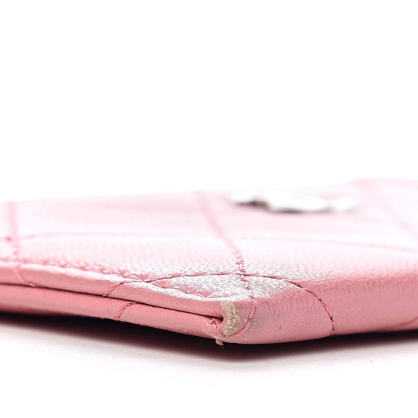 Lambskin Quilted Card Holder Pink