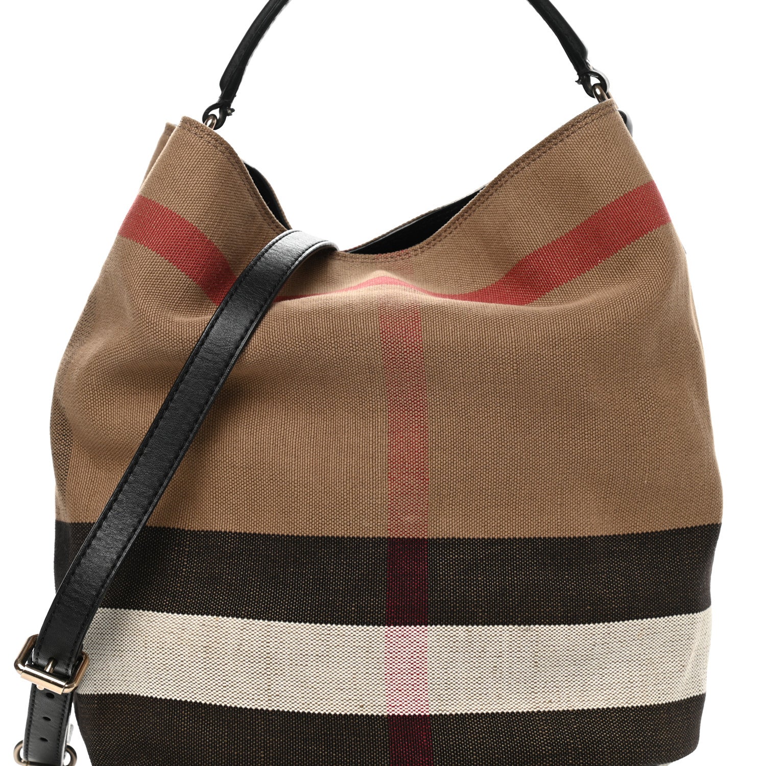 Burberry Canvas Mega Check Medium Ashby Hobo Saddle Black 10 of 19