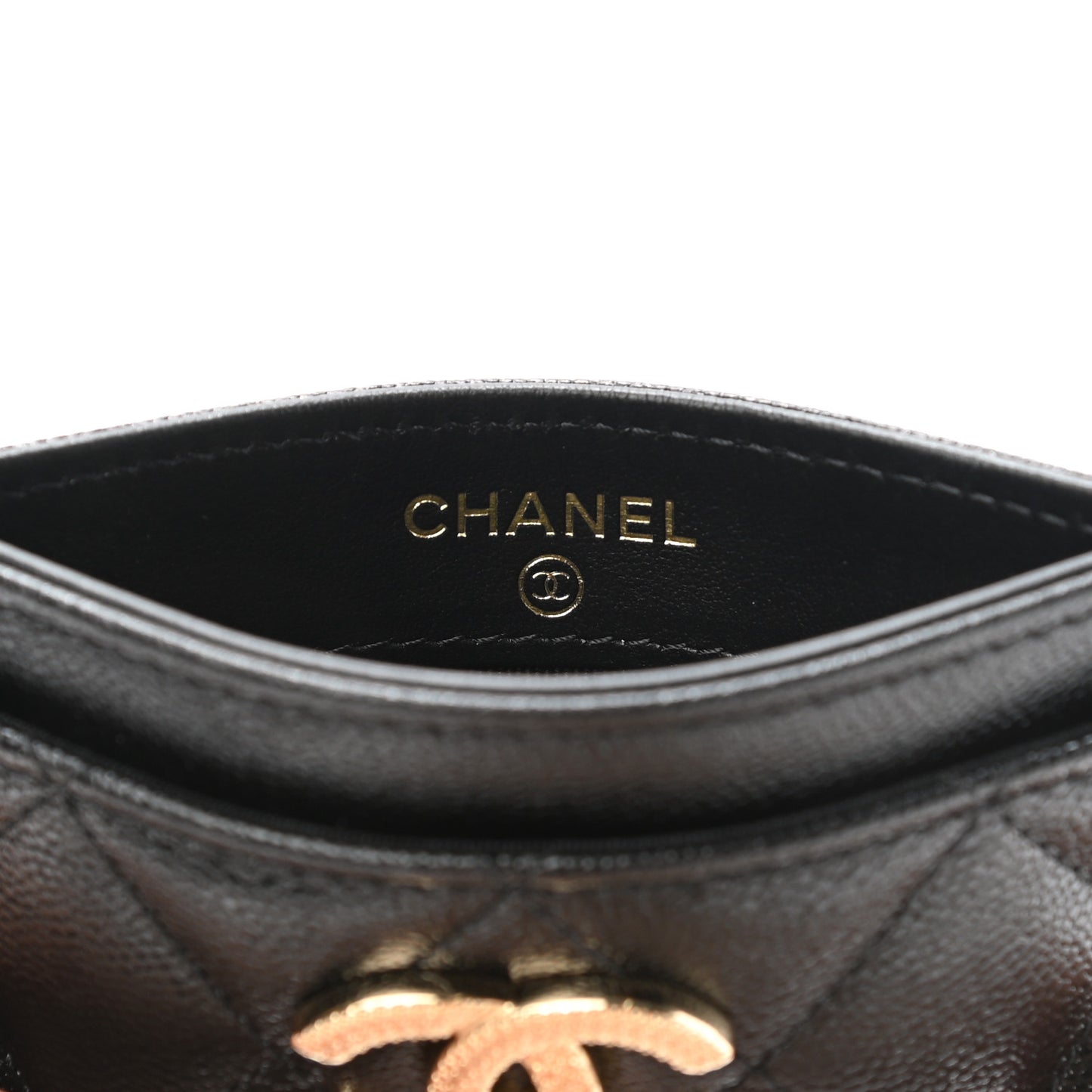 Caviar Quilted Studded CC Card Holder Black