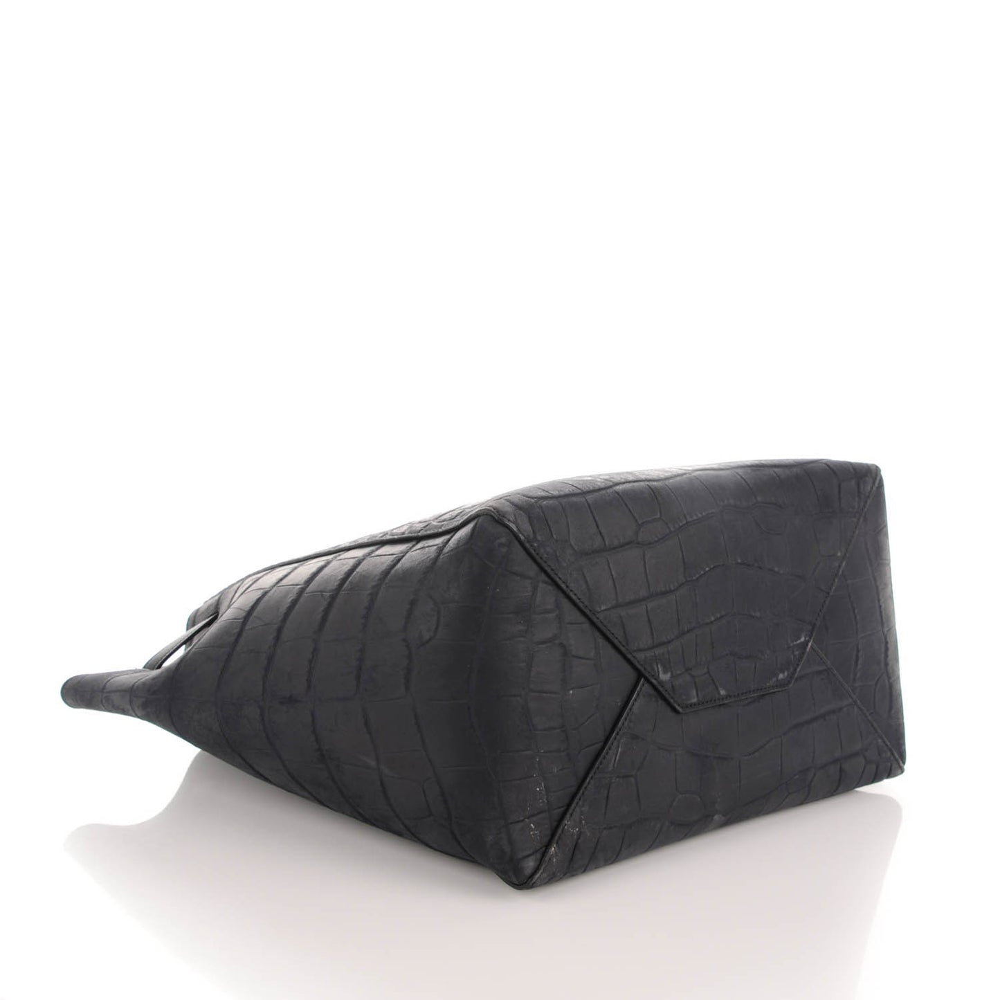 Crocodile Embossed Nubuck Small Belt Cabas Phantom Navy Blue