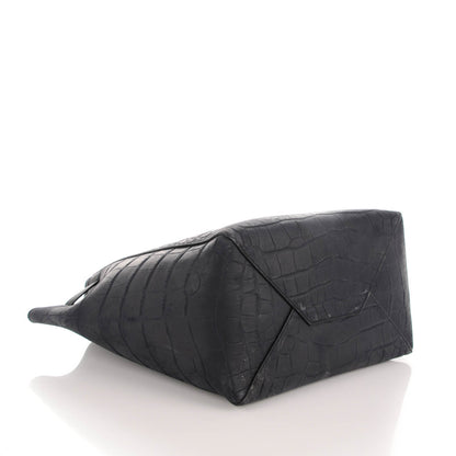 Celine Crocodile Embossed Nubuck Small Belt Cabas Phantom Navy Blue 4 of 9