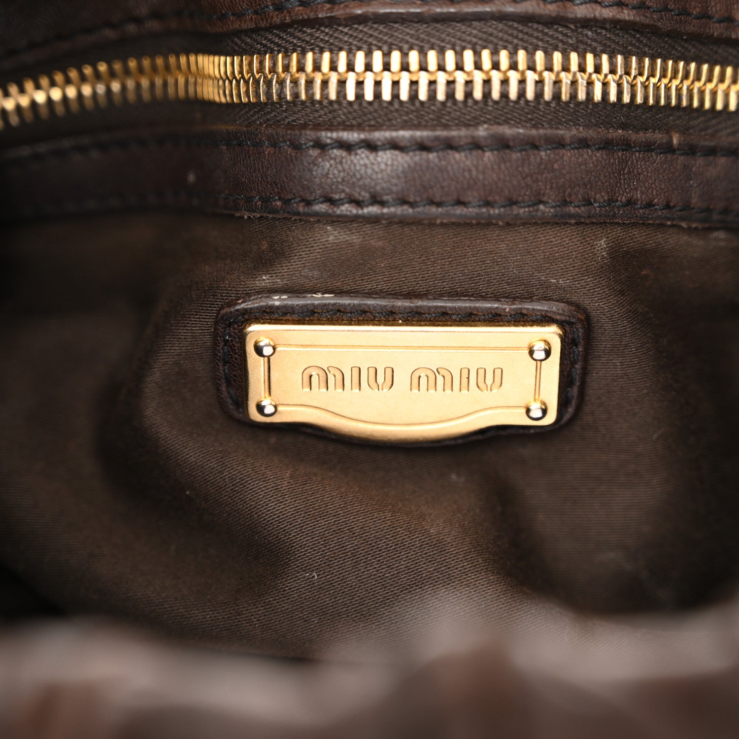 Miu Miu Vitello Lux Gathered Tote Brown 6 of 15