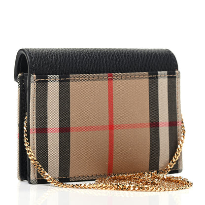 Burberry Grainy Calfskin Vintage Check Card Case With Strap Black 2 of 3