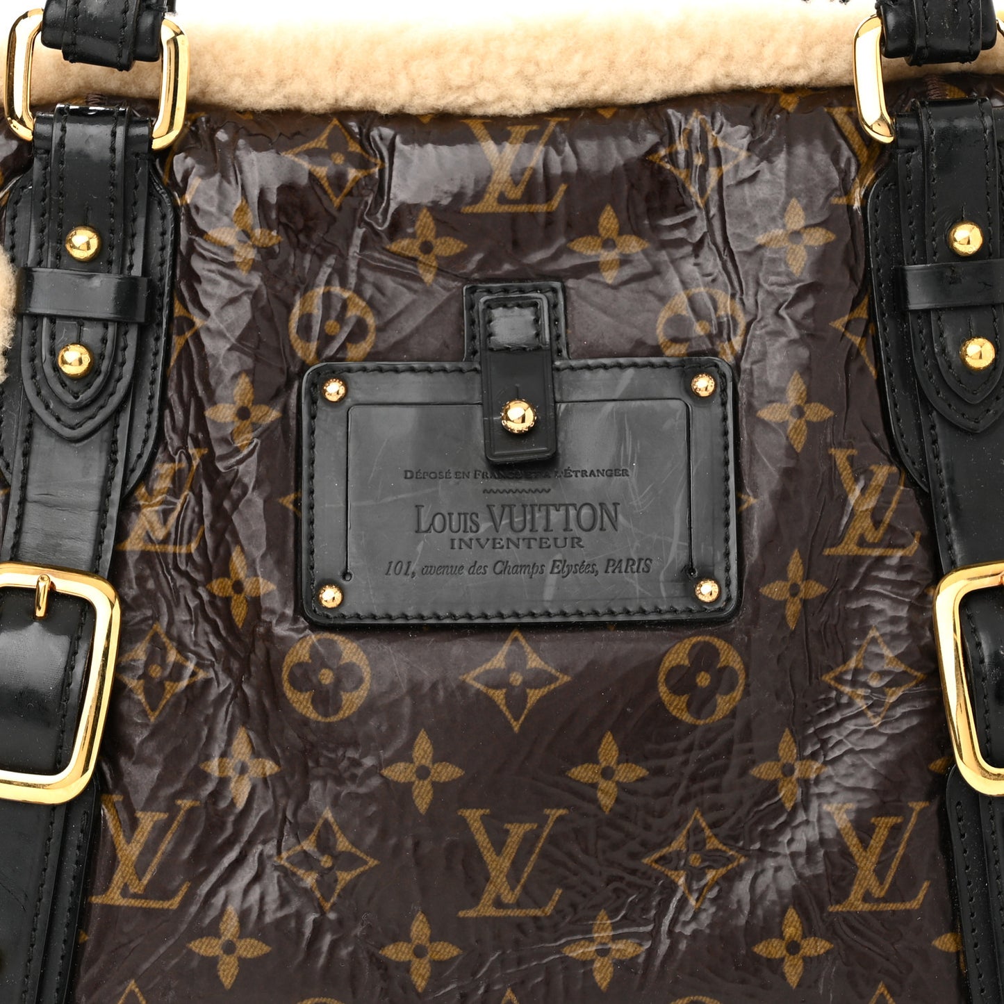Patent Monogram Shearling Sac Thunder