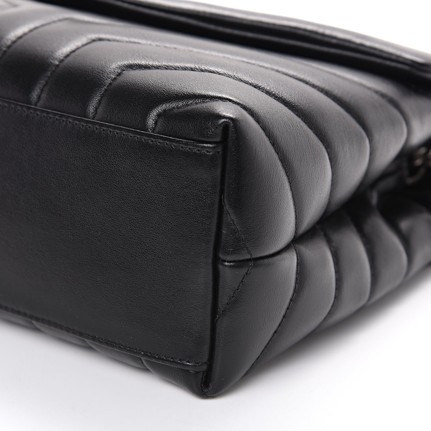 Calfskin Y Quilted Monogram Small Loulou Chain Satchel Black