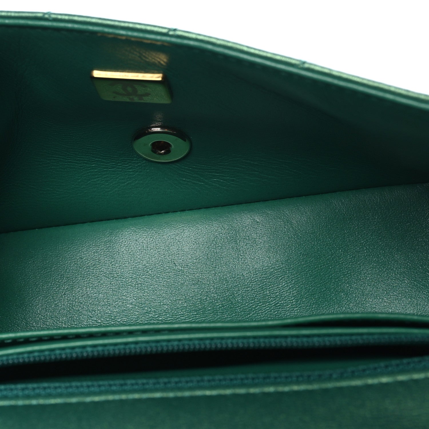 Chanel Iridescent Calfskin Quilted Mini Rectangular Flap Green 10 of 11