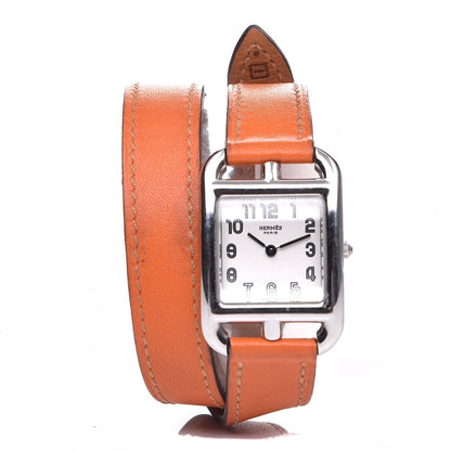 Hermes Stainless Steel Swift 23mm Cape Cod Double Tour Quartz Watch Orange 1 of 8