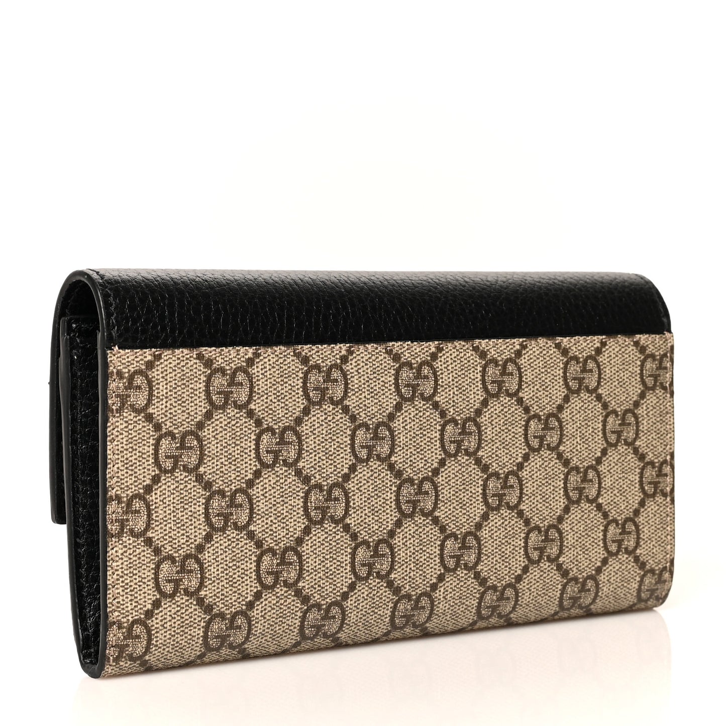 Dollar Calfskin GG Supreme Monogram GG Marmont Continental Wallet Black Beige Ebony
