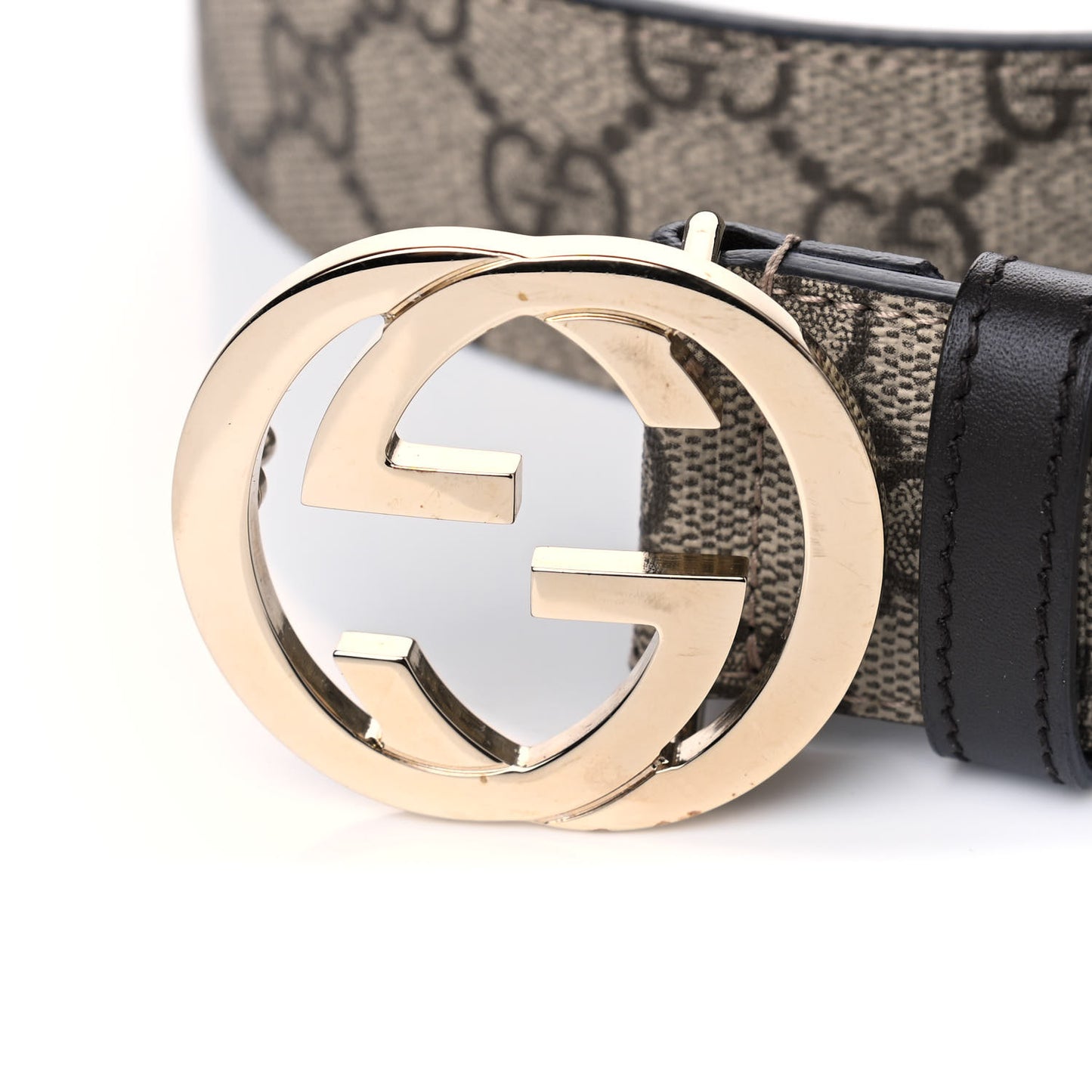 GG Supreme Monogram Interlocking G 37mm Belt 85 34 Beige Ebony Cocoa