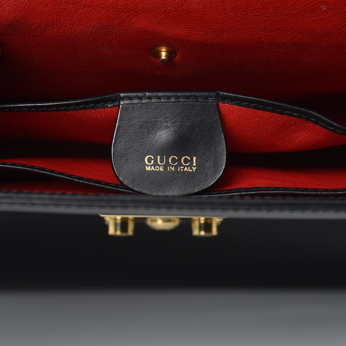 Regent Calfskin Lady Lock Top Handle Frame Bag Black