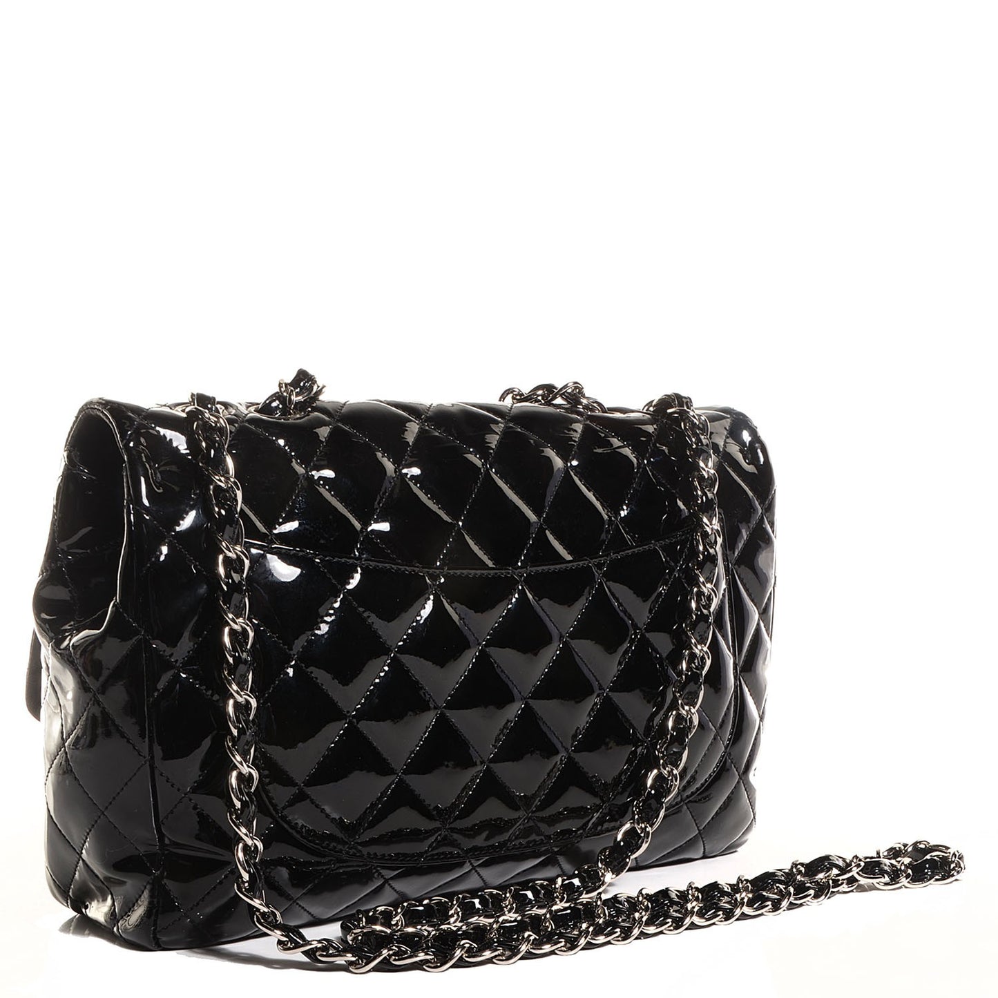 Patent Quilted Jumbo Single Flap Black