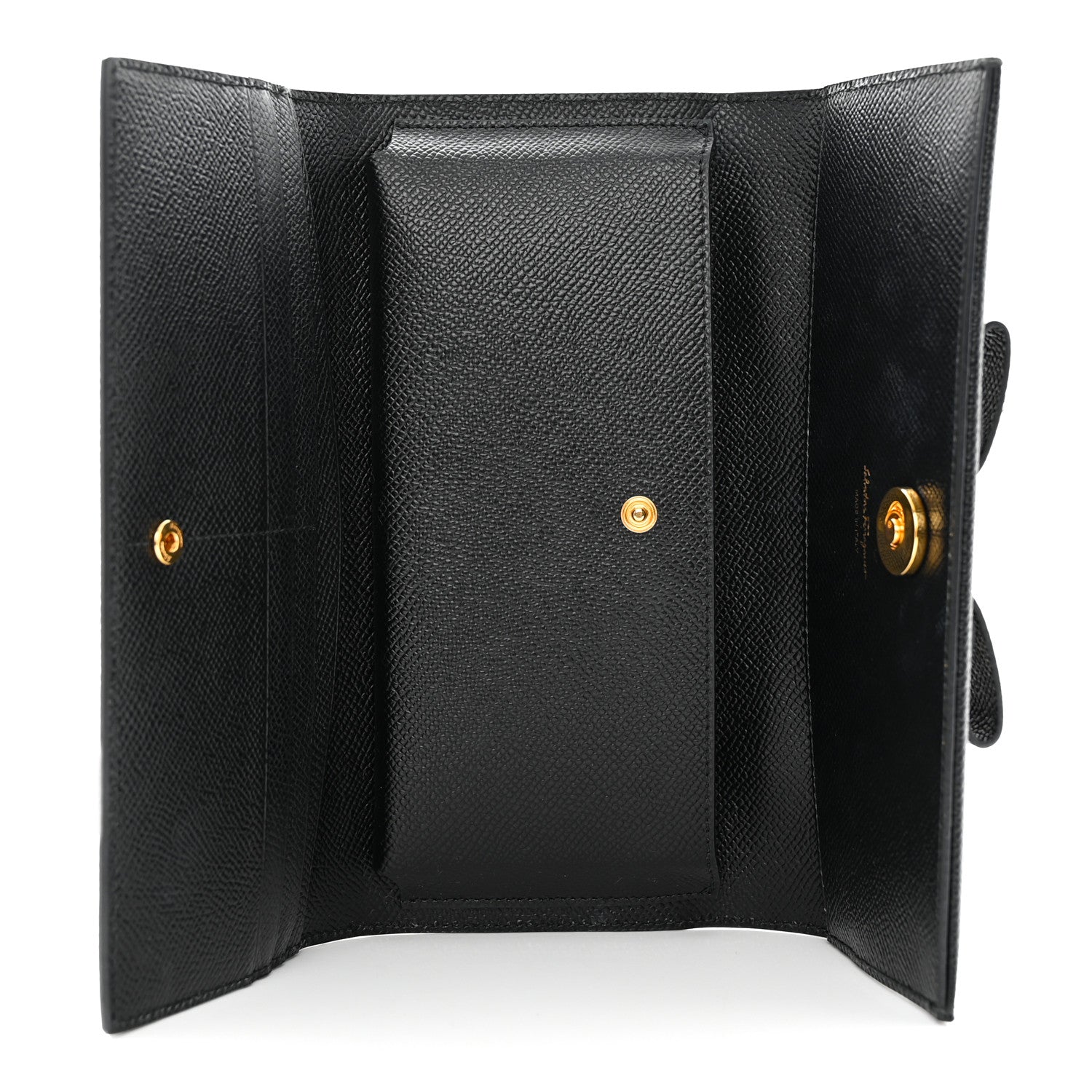 Salvatore Ferragamo Hammered Calfskin Mini Vera Bow Handle Bag Black 5 of 11