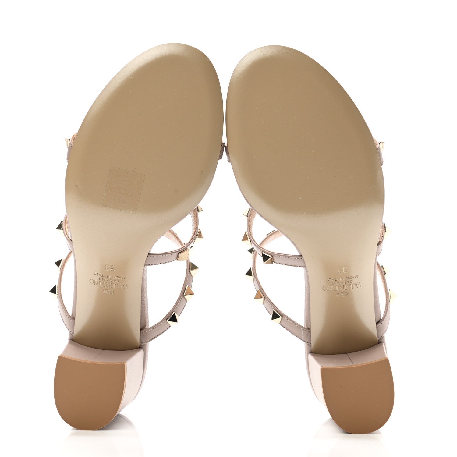 Valentino Garavani Calfskin Rockstud 60mm Caged Slide Sandals 39 Poudre 5 of 9