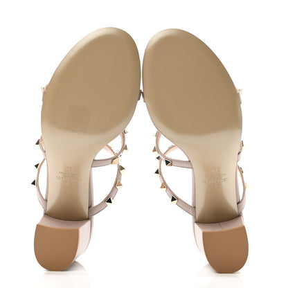 Valentino Garavani Calfskin Rockstud 60mm Caged Slide Sandals 39 Poudre 5 of 9